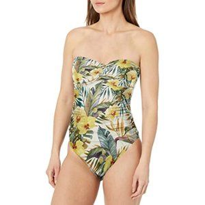 SALE 5/$25 Athena Womens Floral Twist Bandeau Maillot One Piece Swimsuit Size 10